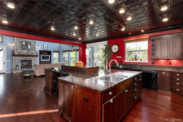 a kitchen with lots of counter top space