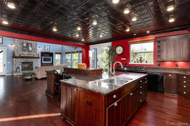 a kitchen with lots of counter top space