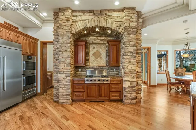 a view of a fireplace in a room