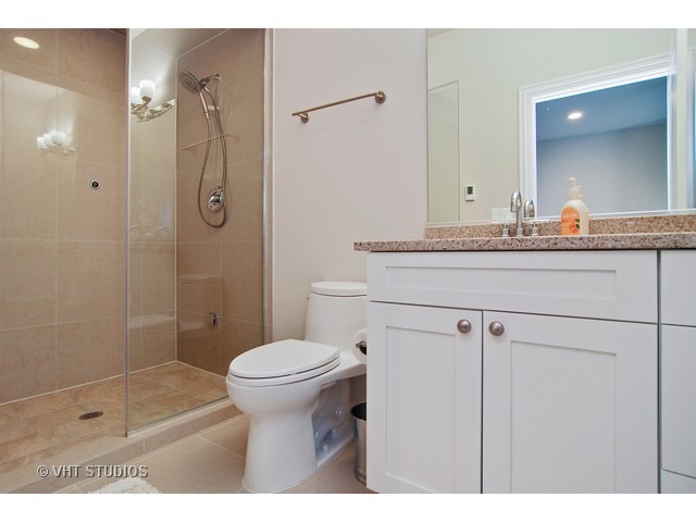 21 North Herbert Road, Unit F Riverside, IL 60546 - Photo 14 of 21 a bathroom with a shower sink vanity mirror and toilet