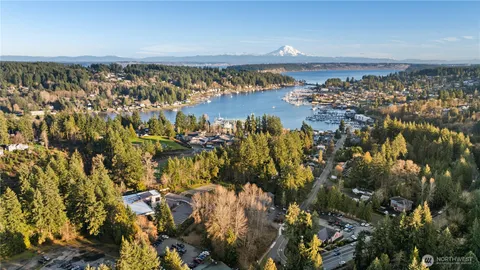 a view of a city with a lake view