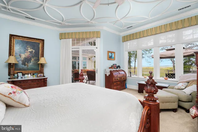 a view of an ocean and a mountain