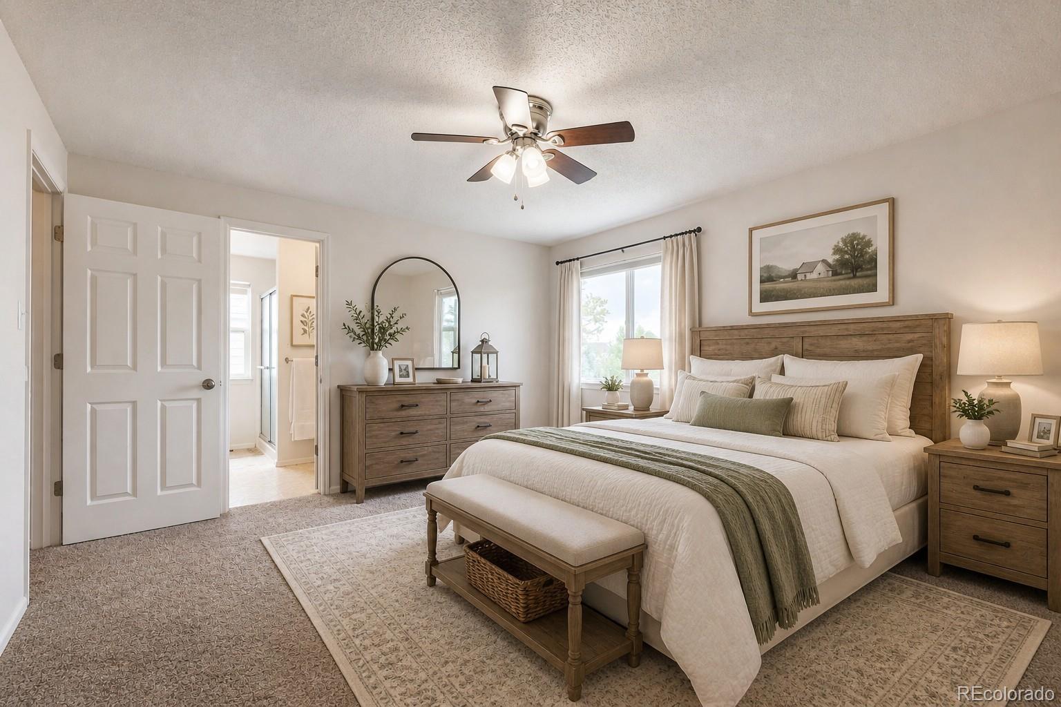 13400 Raritan Street Denver, CO 80234 - Photo 21 of 32 a bedroom with a bed and a chandelier