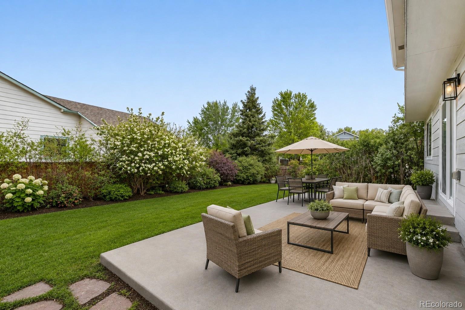 13400 Raritan Street Denver, CO 80234 - Photo 31 of 32 a view of a patio with couches under an umbrella