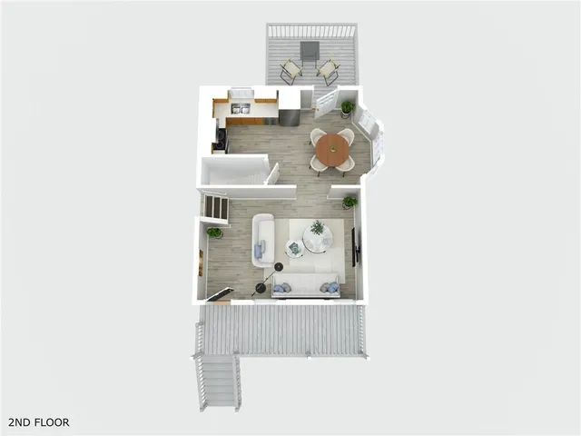 a dining room with furniture