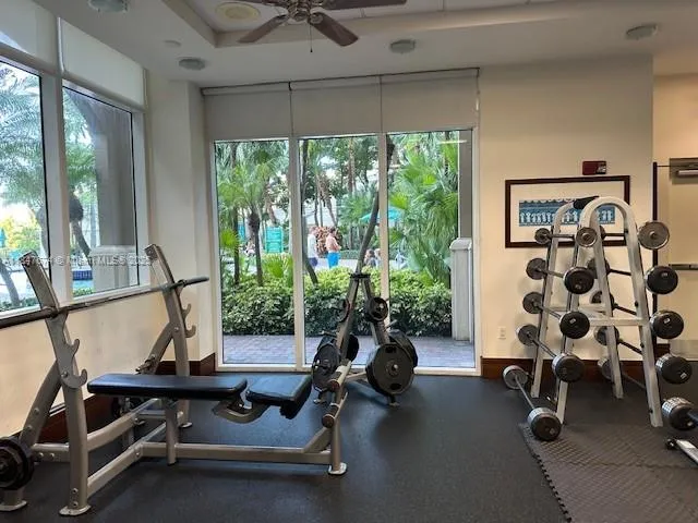 a view of a room with gym equipment