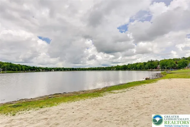 a view of a lake from a yard