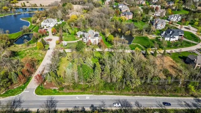 a view of a park with trees and grass