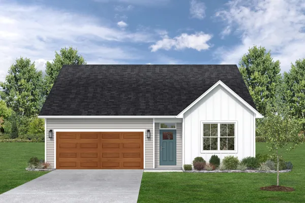 front view of a house with a yard
