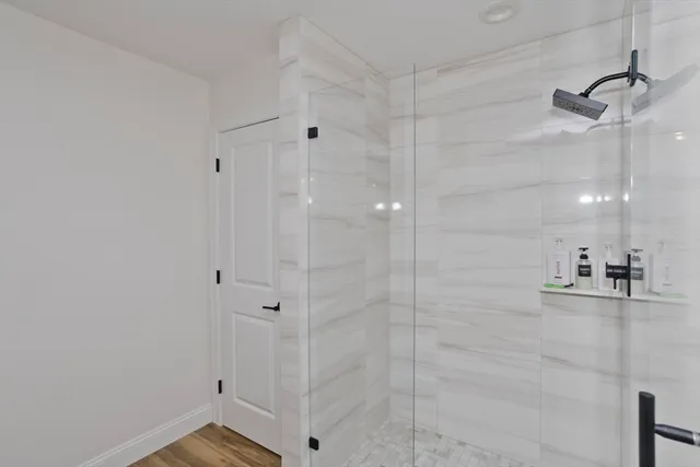a bathroom with a shower