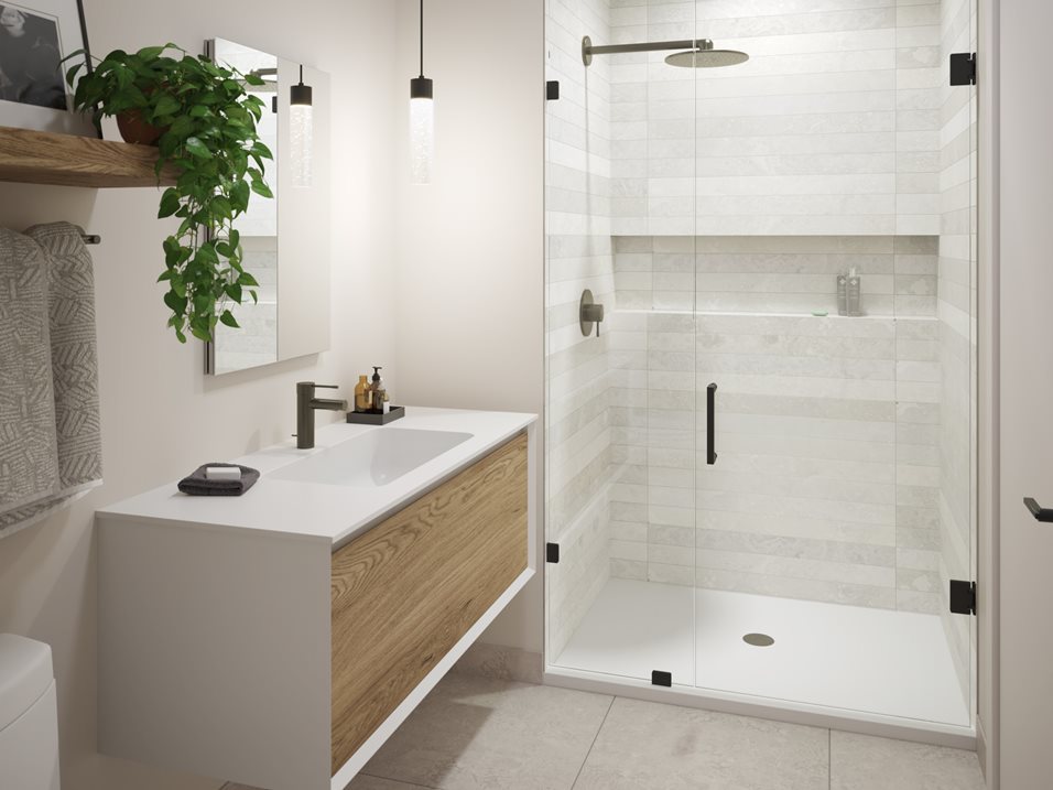 Undisclosed Address Chicago, IL 60613 - Photo 4 of 8 a bathroom with a sink mirror and shower