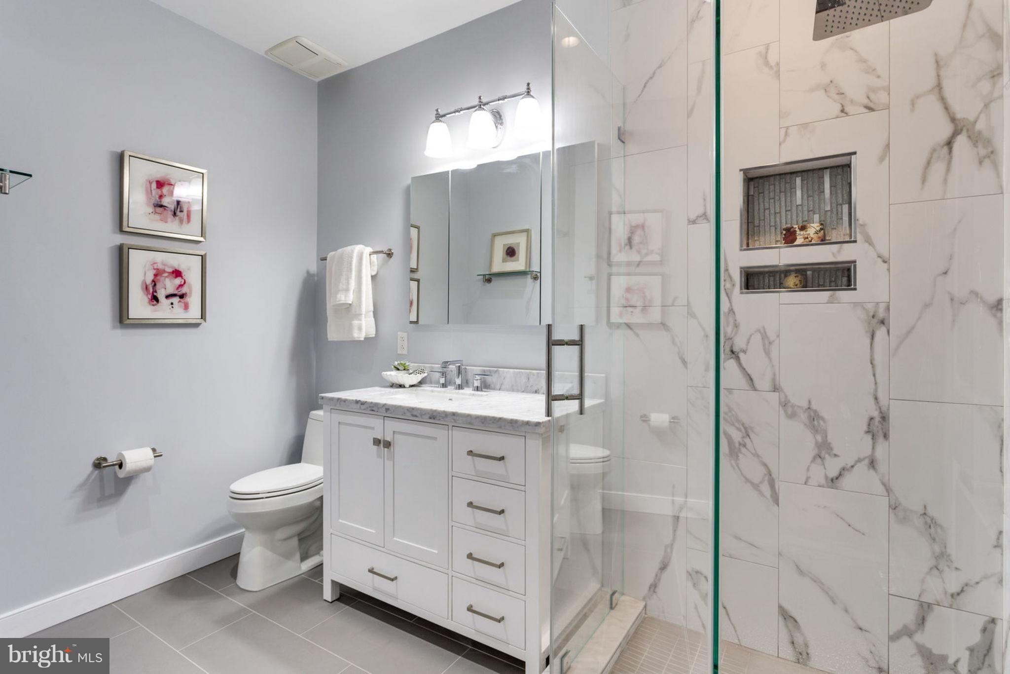 181 East Reed Avenue, Unit 109 Alexandria, VA 22305 - Photo 16 of 30 a bathroom with a double vanity sink toilet and shower