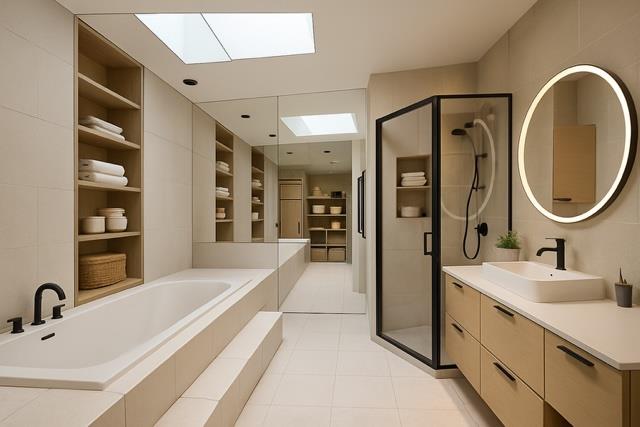 509 Julius Road Queens, NY 11356 - Photo 5 of 26 a spacious bathroom with a tub sink and mirror