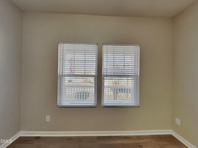 a view of a small space with a window