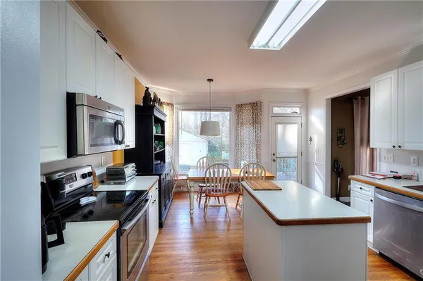 a kitchen with lots of counter top space