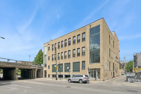 a front view of a building with street