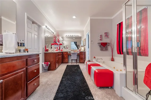 a view of a patio with table and chairs barbeque potted plants and large tree