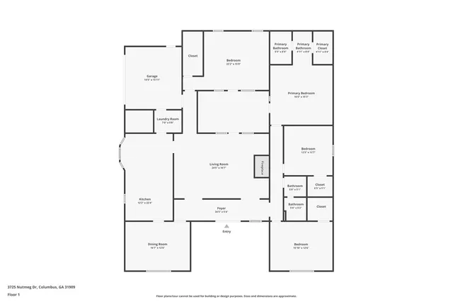 a view of an empty room with a fireplace and a ceiling fan