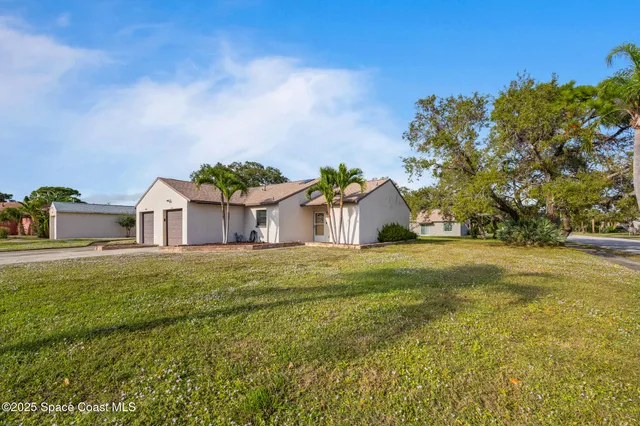 a big yard with lots of green space