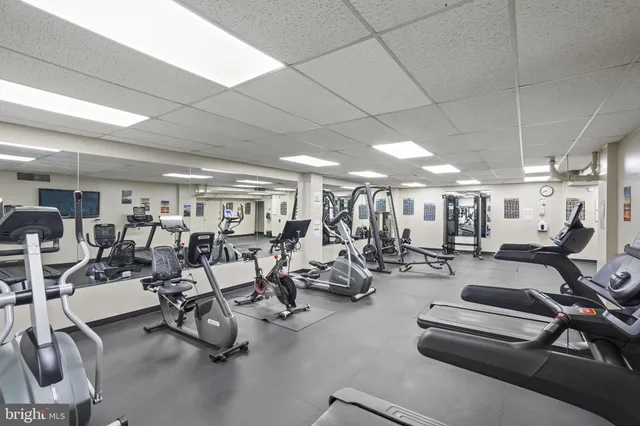 a view of a room with gym equipment
