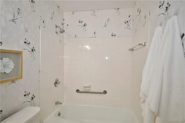 a bathroom with a bathtub