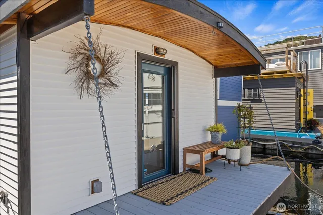 a backyard of a house with seating space