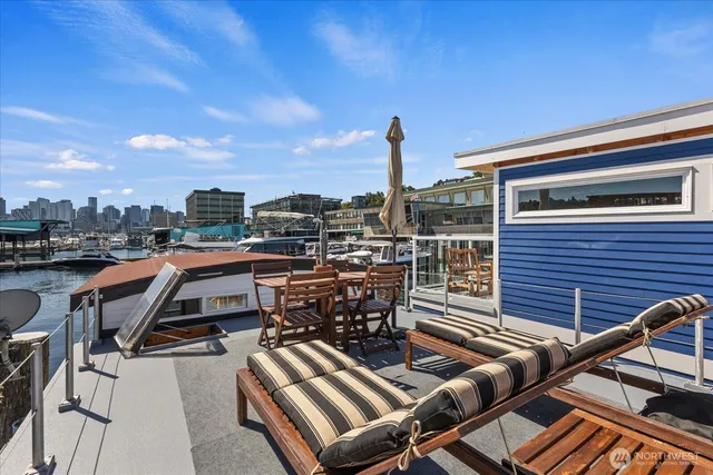 a view of a terrace with sitting area