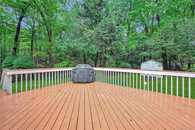 a view of a wooden deck