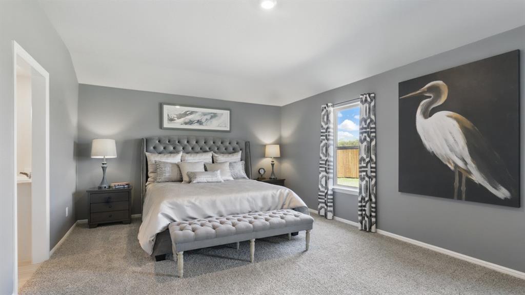 1636 Tin Roof Road Krum, TX 76249 - Photo 17 of 35 a bedroom with a bed lamp and a window