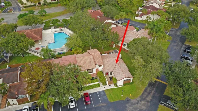 an aerial view of a house