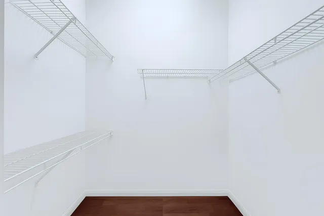 a view of small space with racks on the wall