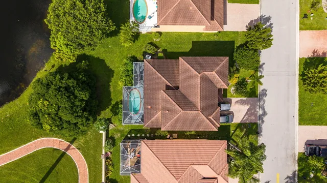 an aerial view of a house