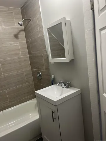 an empty room with a workbench