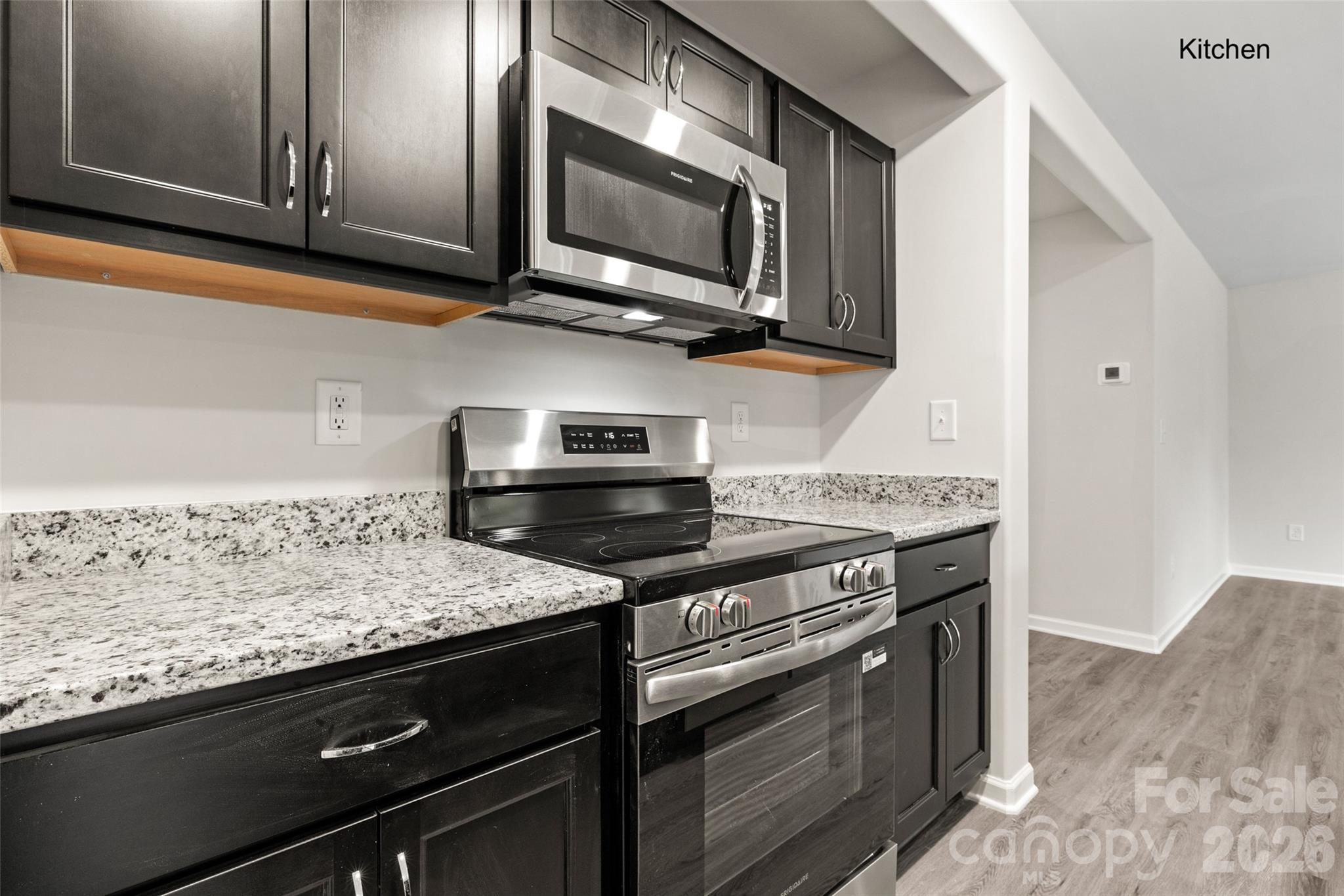 302 Elm Street Lancaster, SC 29720 - Photo 5 of 25 a kitchen with stainless steel appliances granite countertop a stove and a microwave