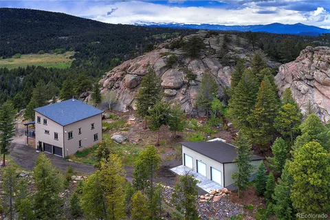 an aerial view of a house