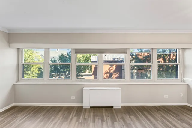 a room with a large window