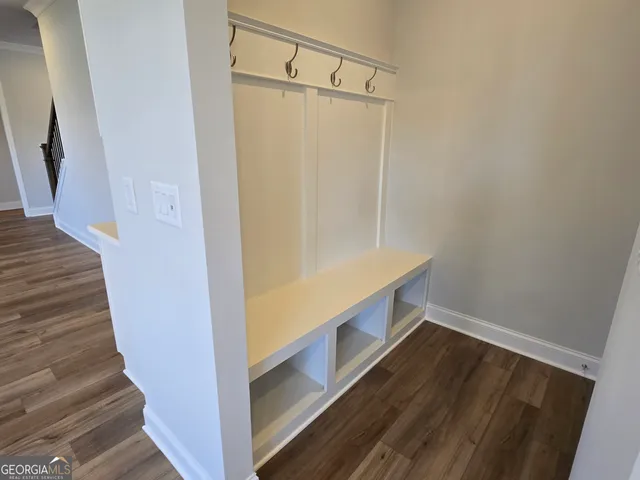 an empty room with windows