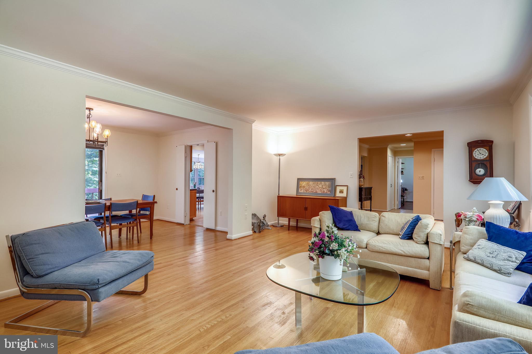 Living room with view of the dining room
