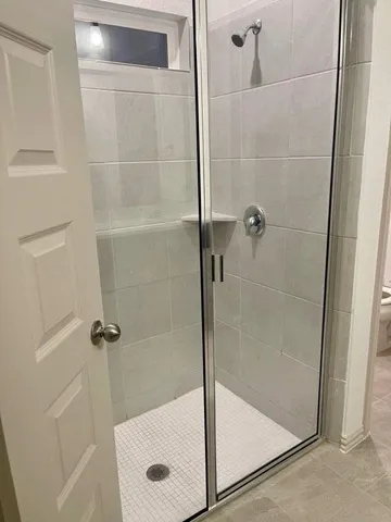 a bathroom with a shower