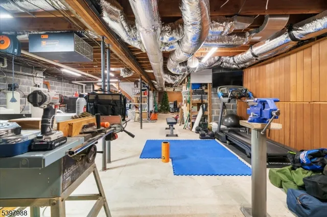 a living room with a large window