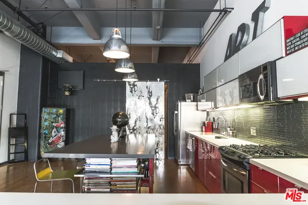 a kitchen with lots of counter top space