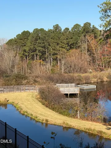 a view of a lake with a mountain in the background