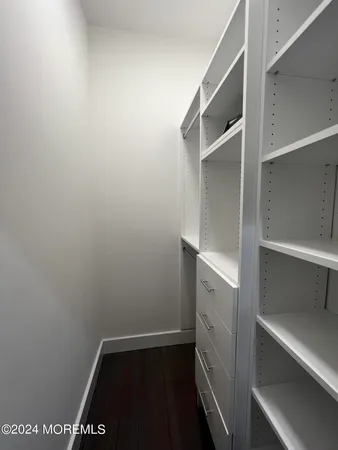 a view of an empty walk in closet