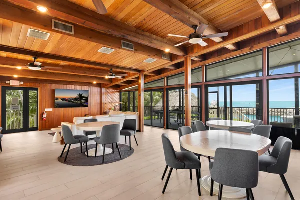 a view of a balcony with a swing