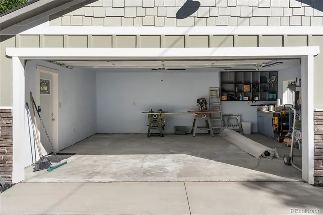 a front view of a house with patio