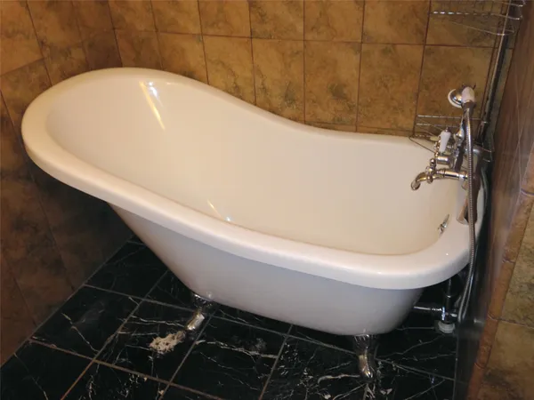 a bathroom with a bathtub
