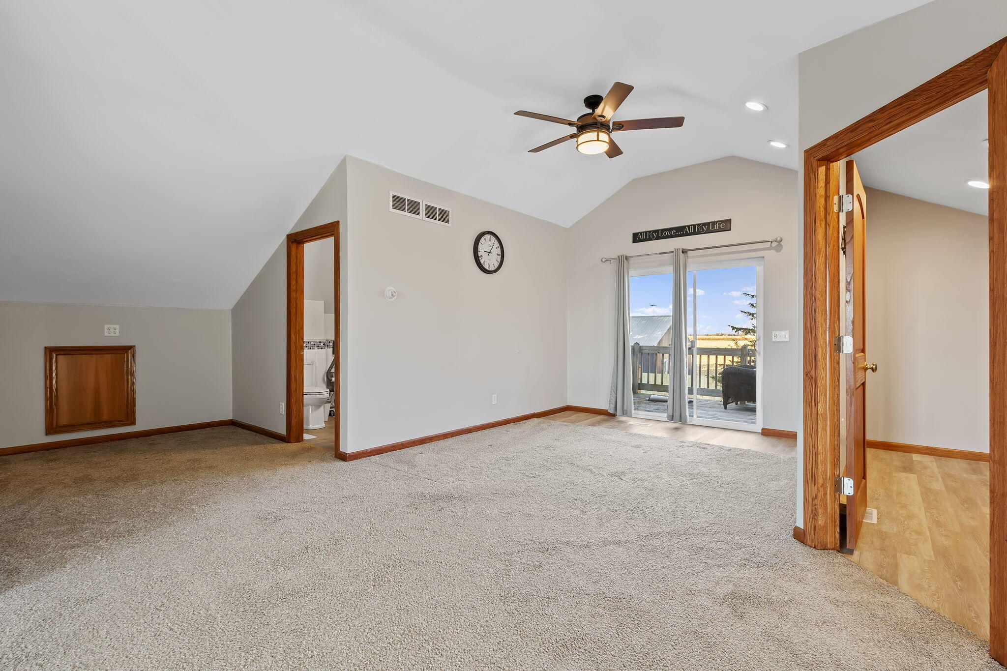 530 South 300 East Kouts, IN 46347 - Photo 29 of 42 an empty room with closet and a chandelier fan