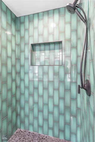 a bathroom with a shower