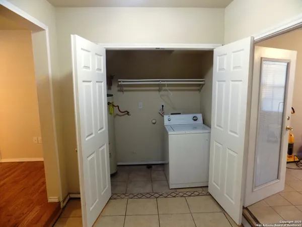 a room with a washer and dryer