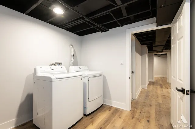 a view of balcony with wooden floor